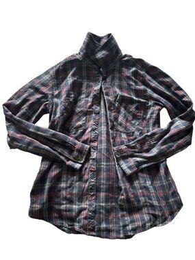 Adam Levine Collection Women's Plaid Button-Down Shirt - Blue & Red